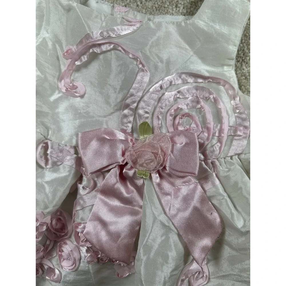 Jenny & Me Infant‎ Girls Dress 18M White Pink Bow Floral Party Formal Occasion